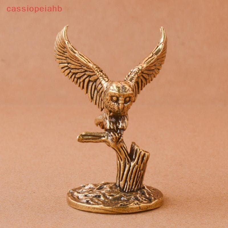 (cassiopeiahb) Estatuetas Em Miniatura De Coruja De Latão Sólido Antigo Retrô Cobre Animal Chá De Estimação Ornamento De