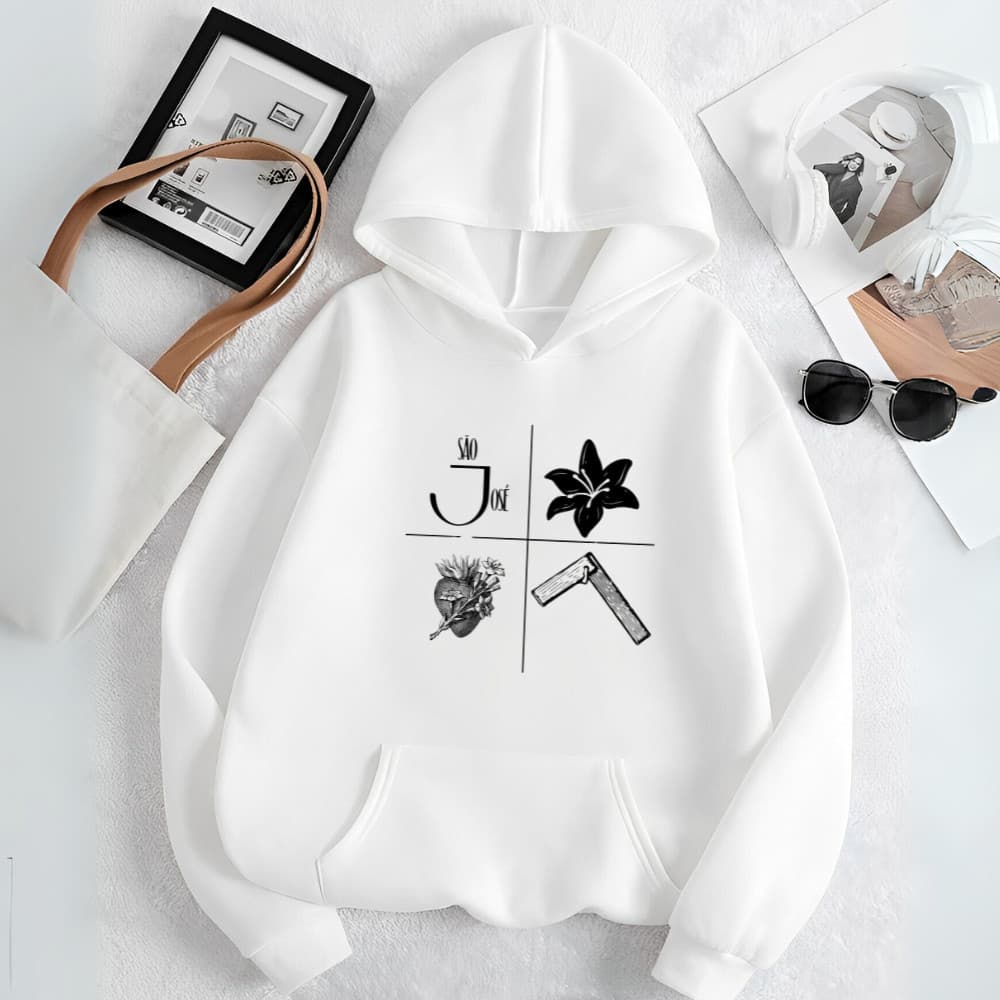 Moletom Unissex Blusa de Frio Cristã Estamp São José Religiosa Católica Inverno Tecido Premium