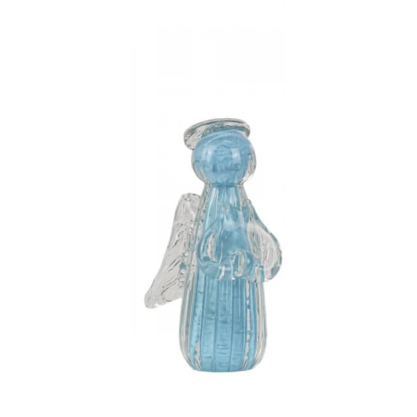 Mini Anjo Uriel Cristal Murano G Azul Bebê