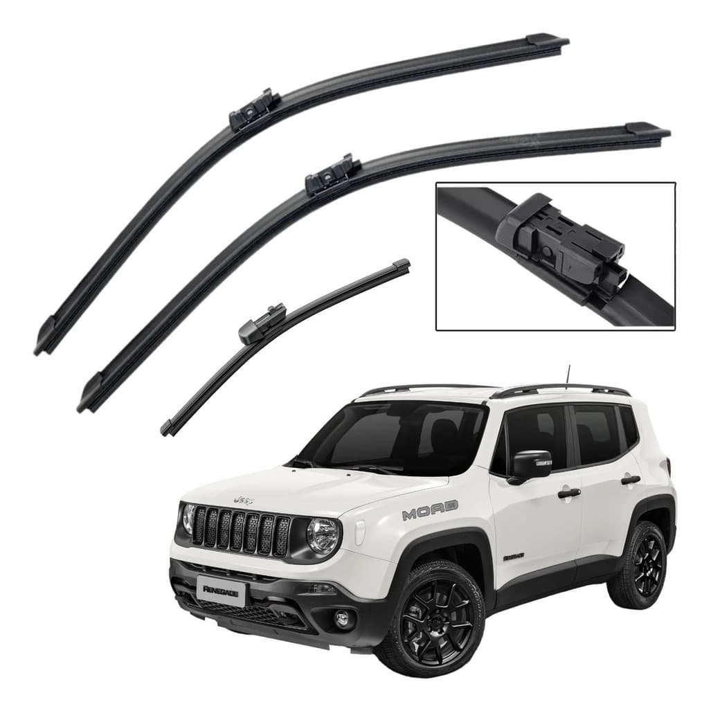 Kit Palhetas Limpador Parabrisa Silicone AeroFit Silicone AeroFit Renegade 2016 À 2024
