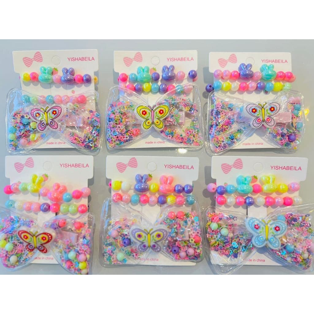 2 Kit infantil bico de pato laco grande e pulseira infantil