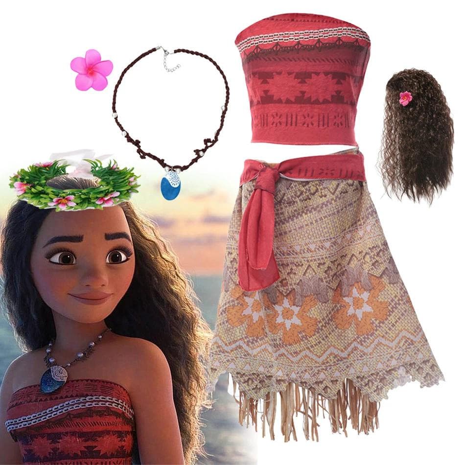 Vestido de Princesa Moana Vaiana para Meninas Bebês Sem Mangas Fantasia Cosplay Fantasia de Festa de Halloween para Cria
