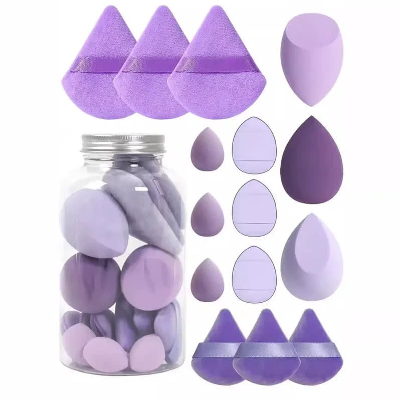 15 Esponjas de Maquiagem, Blender Cosmético, Esponjas de Base, Esponjas de Pó, Acessórios de Maquiagem para Mulheres, Fe