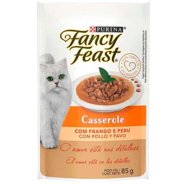Sache Fancy Feast Casserole Sachê Gatos Frango/peru 85g