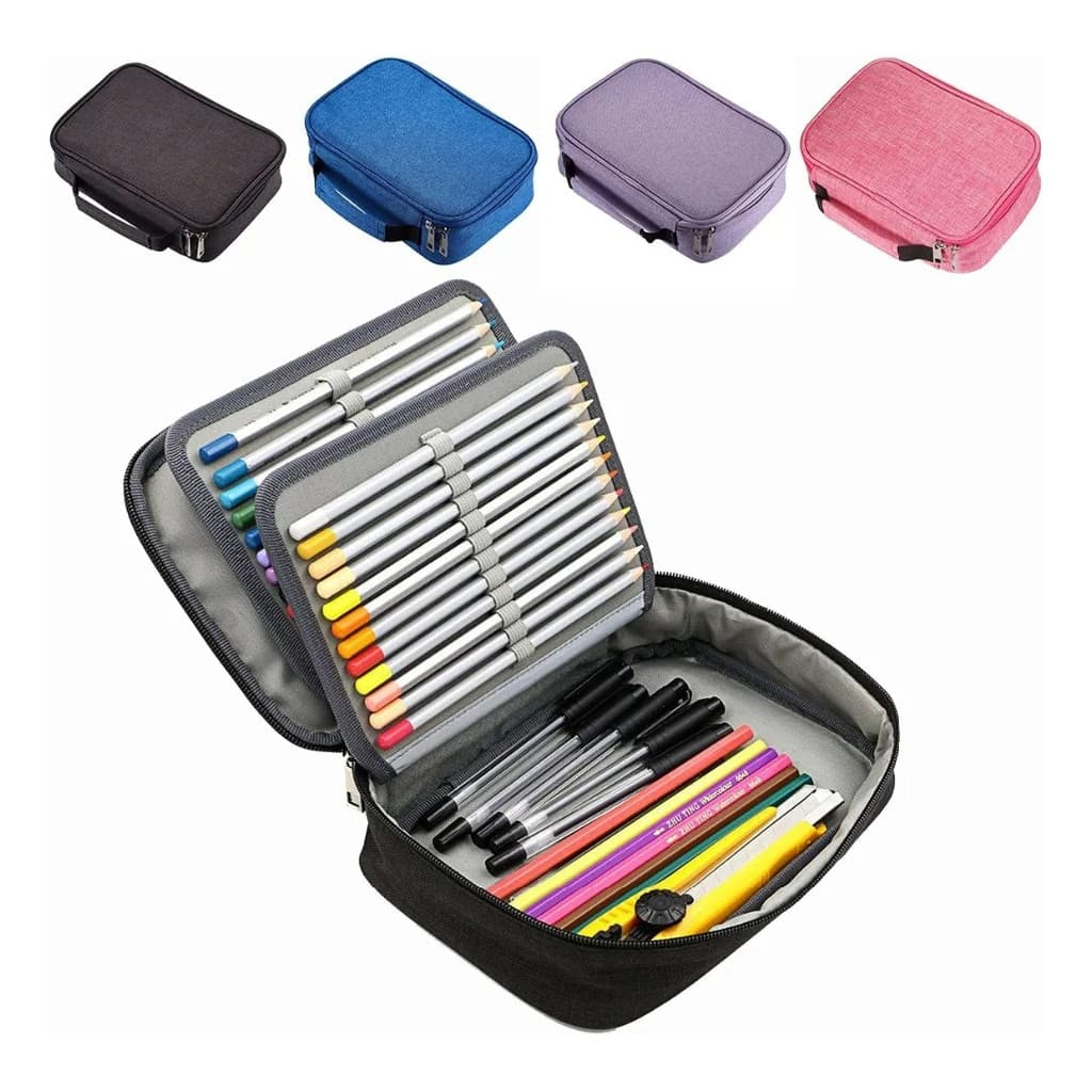 Estojo Box Escolar Grande Organizador Com Divisórias Triplo Jumbo Box