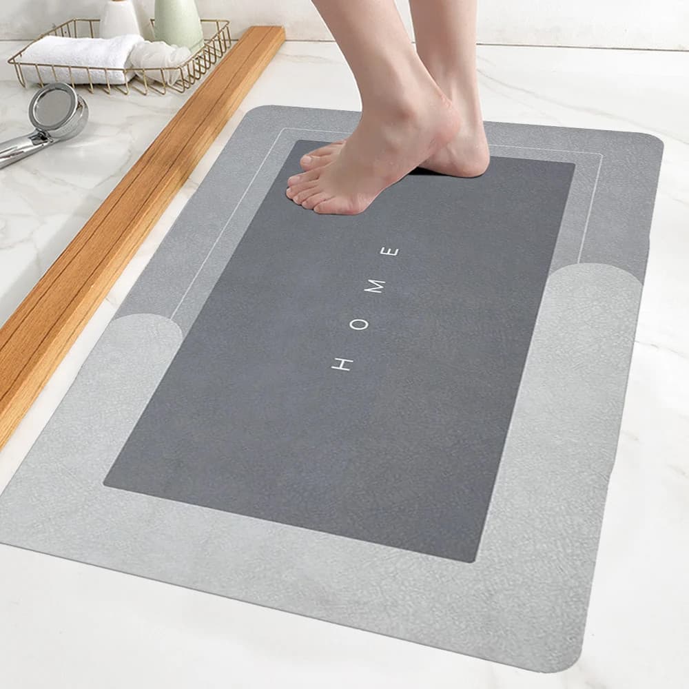 Tapete Antiderrapante de Banheiro Super Absorvente Secagem Rápida Chuveiro 38CMX58CMX4MM