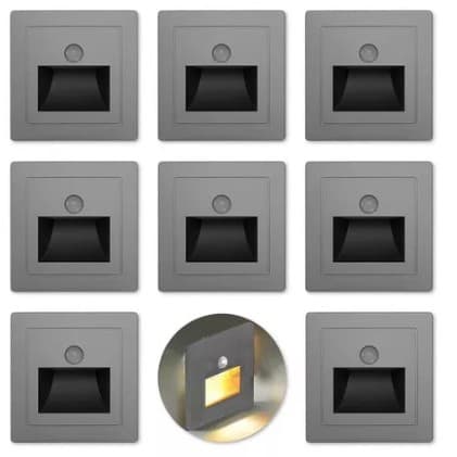 KIT 8 Balizador Lâmpada Luminária Sensor Movimento Infravermelho LED Sensor Presença PIR - CH252