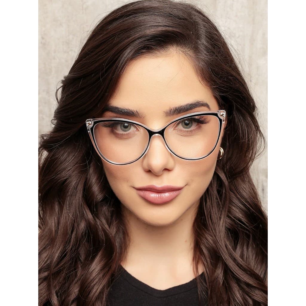 6704ARMACAO DE OCULOS GRAU FEMININO OLHO GATO LENTE DESCANSO UV400