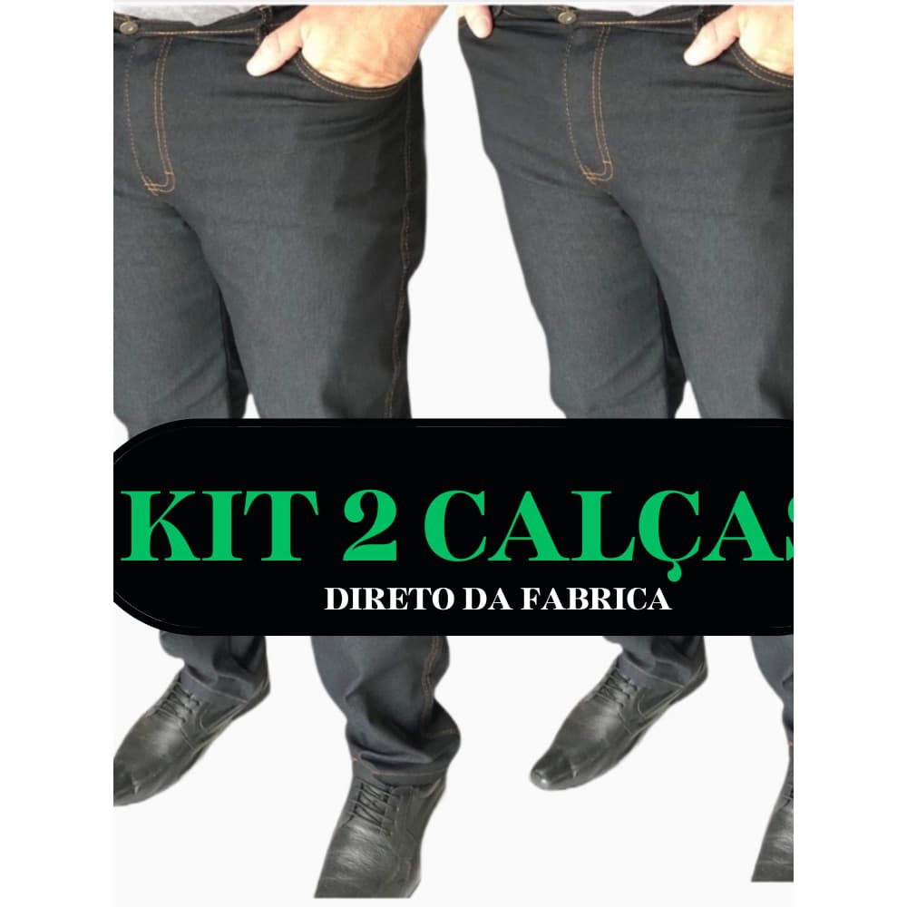 kit 2 Calças Jeans Trabalho Masculina 36 38 40 42 44 46 48 50 52 54 56 Elastano