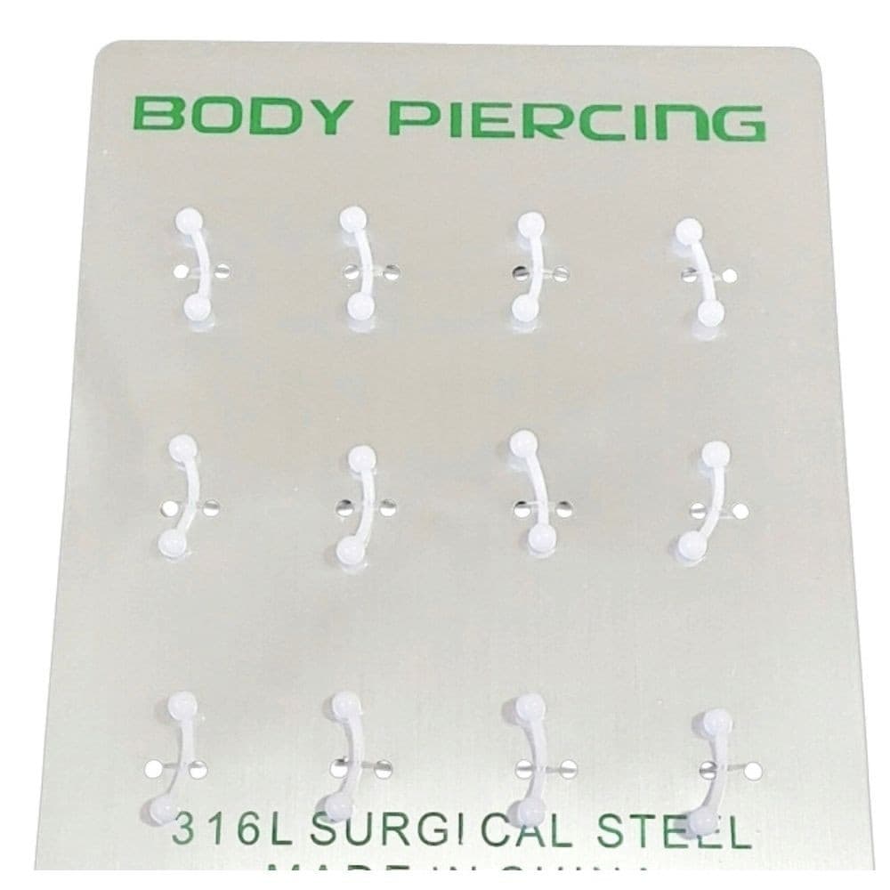 Kit 12 piercing sobrancelha silicone branco flexível unissex moda