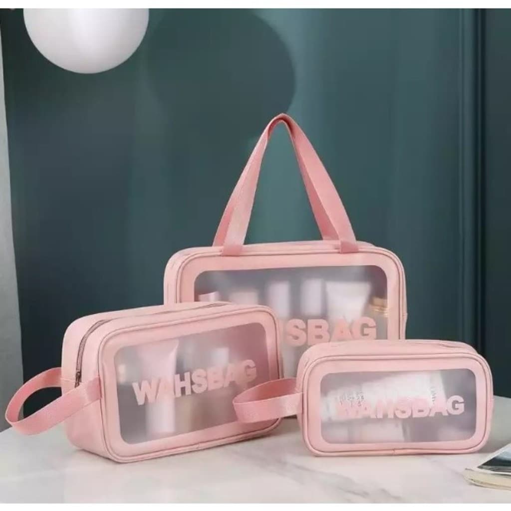 Kit 3 Bolsas Necessaires Washbag Transparente À Prova d’água FACIL