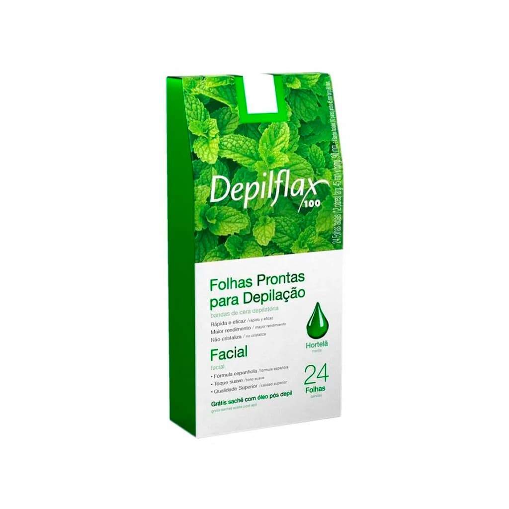 Depilflax Folhas Para Depilação Facial Hortelã - 24un