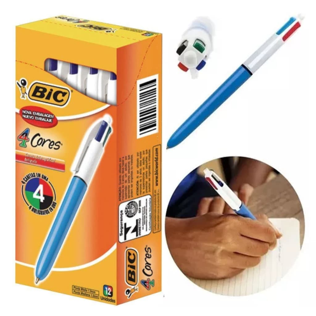 Caneta Esferografica Bic Retratil 4 Cores 12 Unidades - Bic