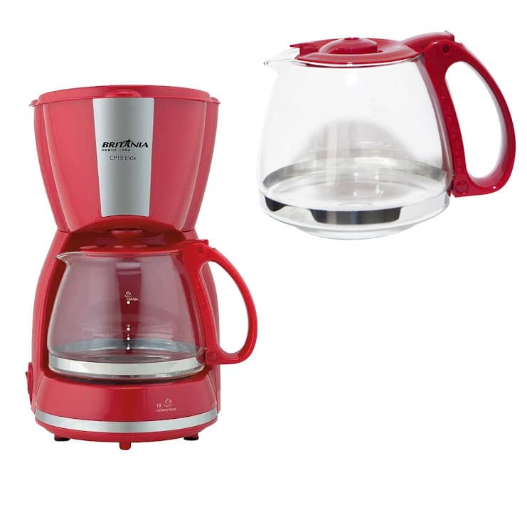 JARRA DE VIDRO DA CAFETEIRA BRITÂNIA CP15 INOX COR: VERMELHO | ORIGINAL