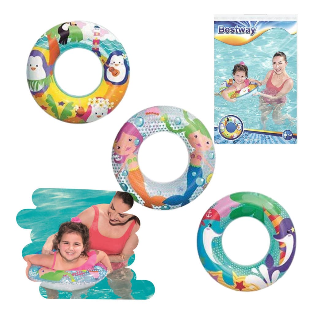 Bóia Redonda Infantil Inflável Piscina 51cm Criança 3 A 6 Anos Temas