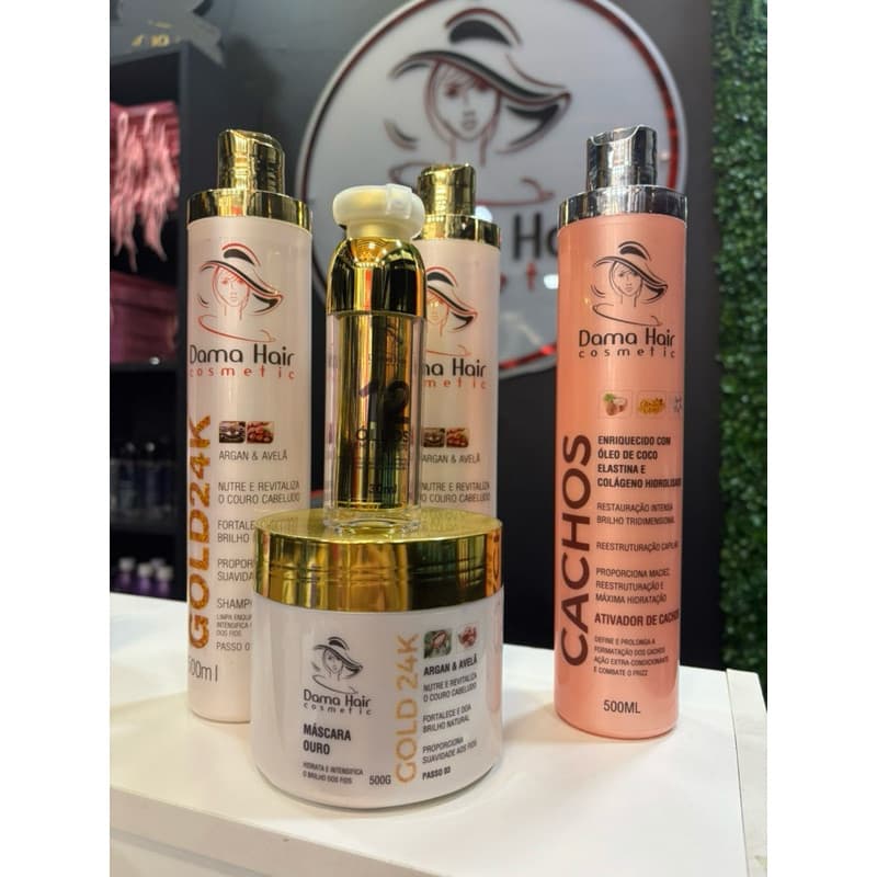 kit ouro Dama hair + ativador de cachos  5 passos