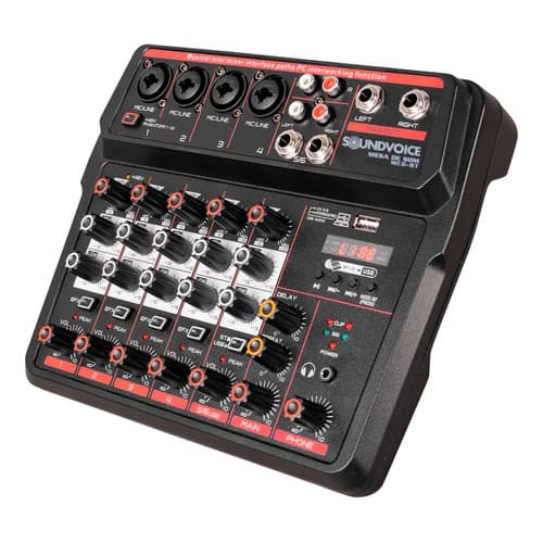 Mesa De Som Soundvoice Compact Mc6-bt C/ Efeito Igreja Show