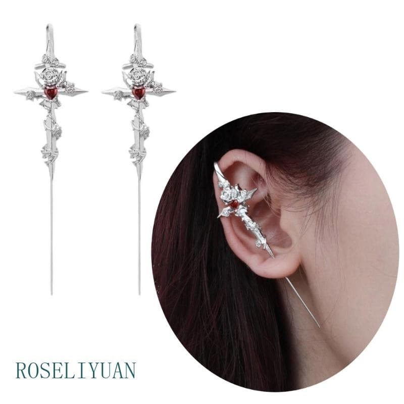 ROS Rose Heart Brincos Confortáveis Brinco Elegante Joias Orelha Pino Único