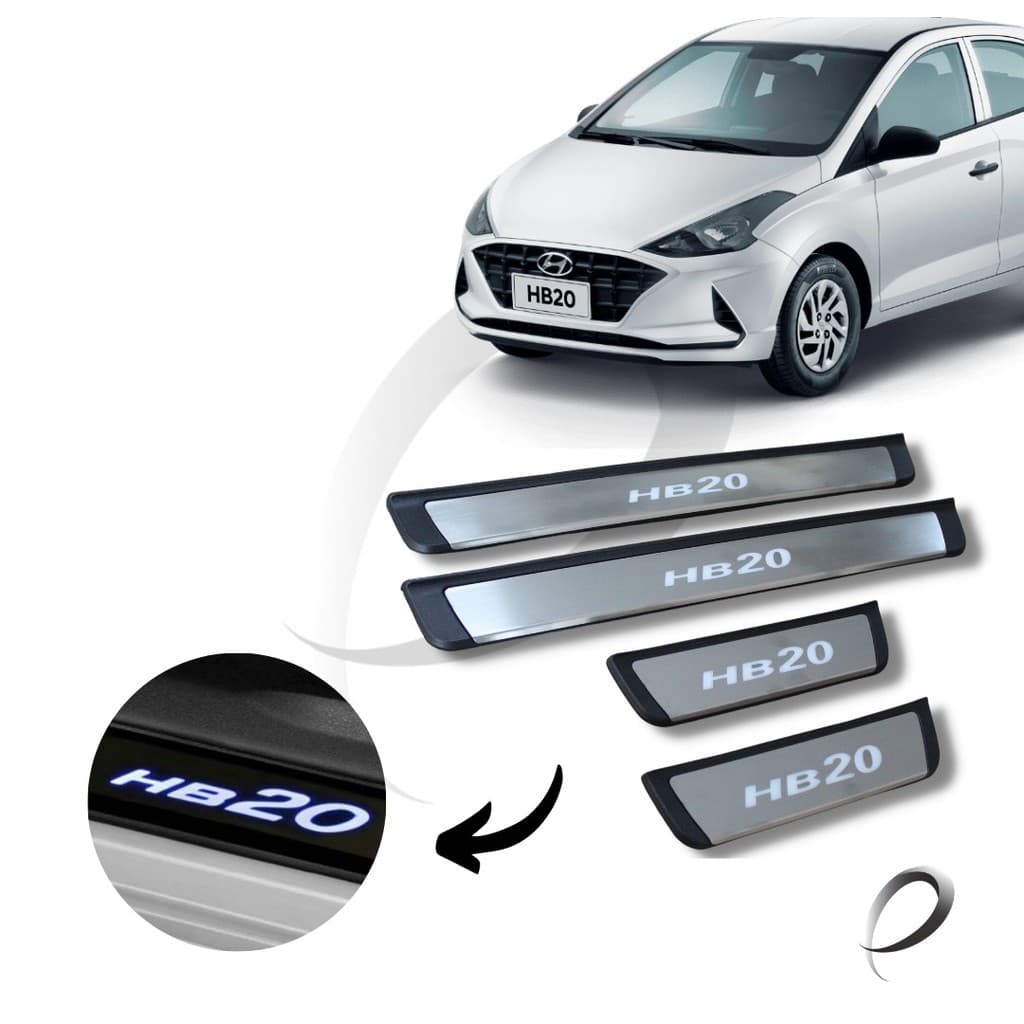 Soleira Carro Hb20 Com Led 2 Soleiras Dianteira Carro