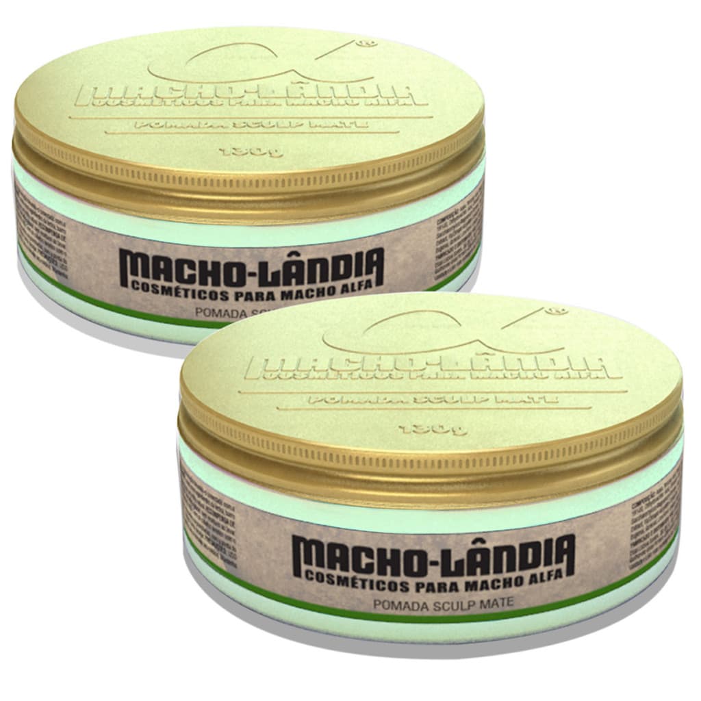 Kit 2 Pomadas Modeladoras Fibrosa Macho Lândia Efeito Matte Alta Fixação para Cabelo