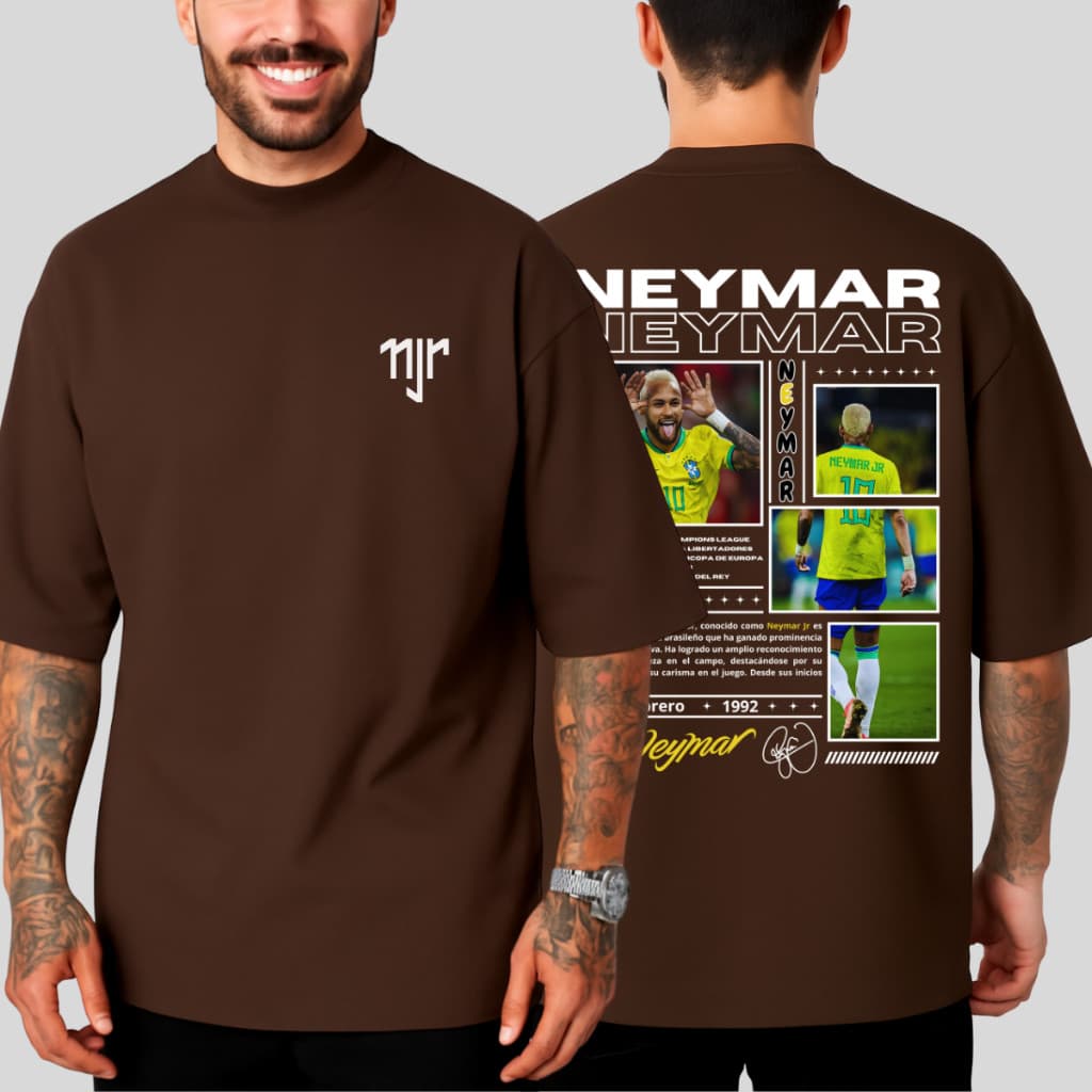 Camiseta Oversized Neymar Manga Larga 100% Algodão Premium