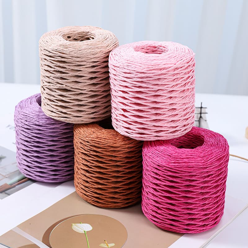100 G/Bola Fio De Ráfia Kintting Papel Palha 2mm Para Crochê Chapéu Fantasia Flor Embalagem Verão Moda Material Artesana