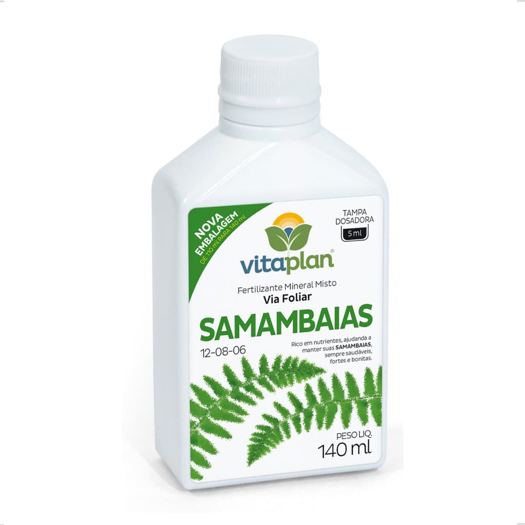 Adubo Fertilizante Samambaias Liquido Concentrado Via Foliar 140ml Mineral Misto Vitaplan Dosador