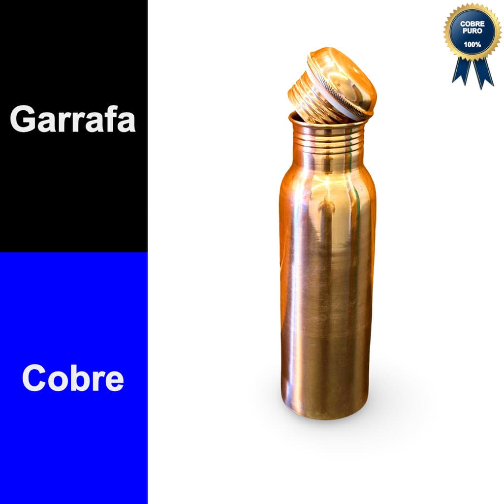 Garrafa de Água de Cobre Puro Ayurveda Antivazamento - 800ml