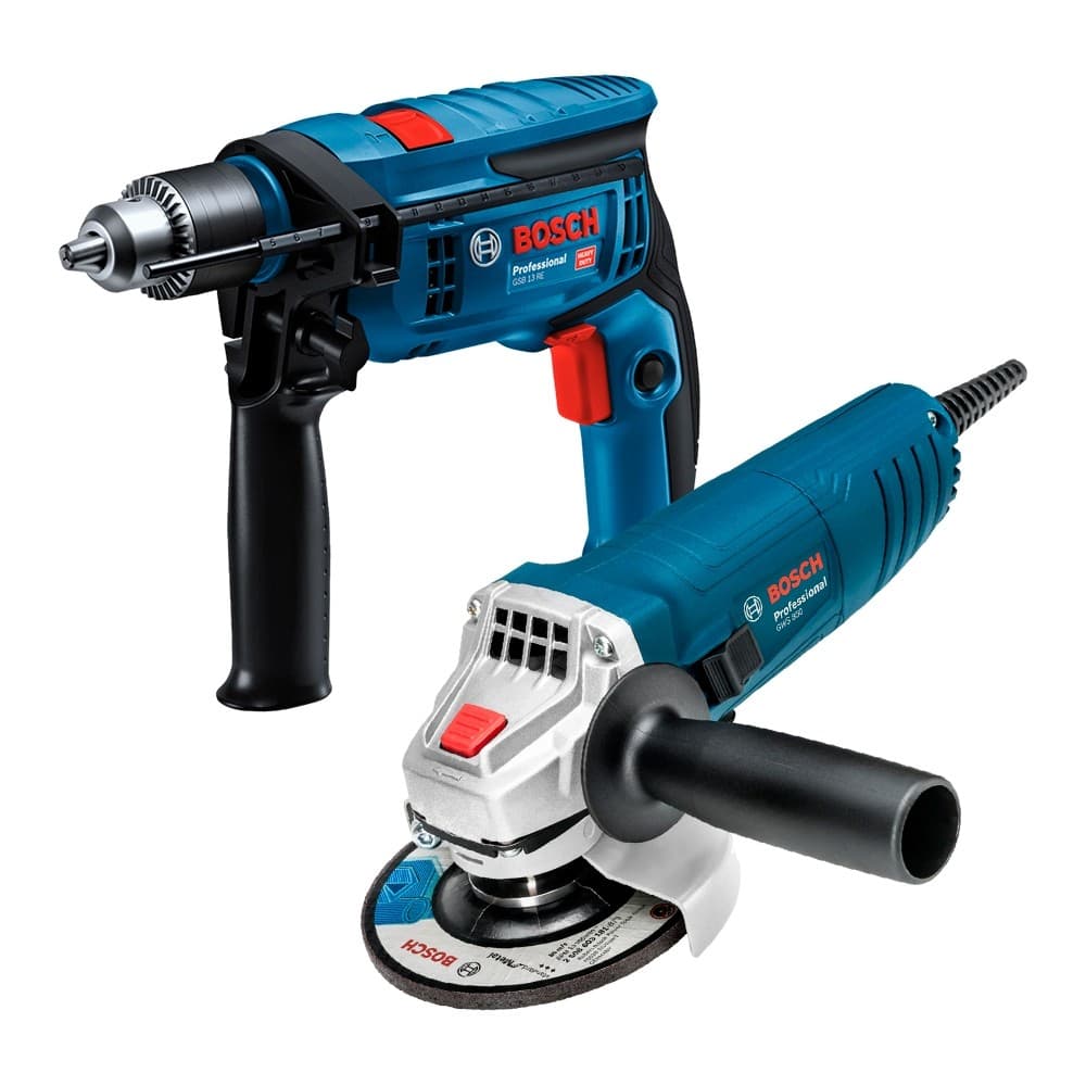 Combo Furadeira de Impacto 12" GSB 13 RE com Esmerilhadeira 4.12" GWS 850 Bosch (220V)
