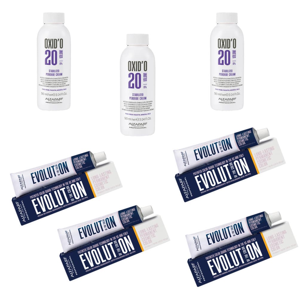 Kit 4 Colorações Evolution Alfaparf 60g + 3 Ox de 90ml
