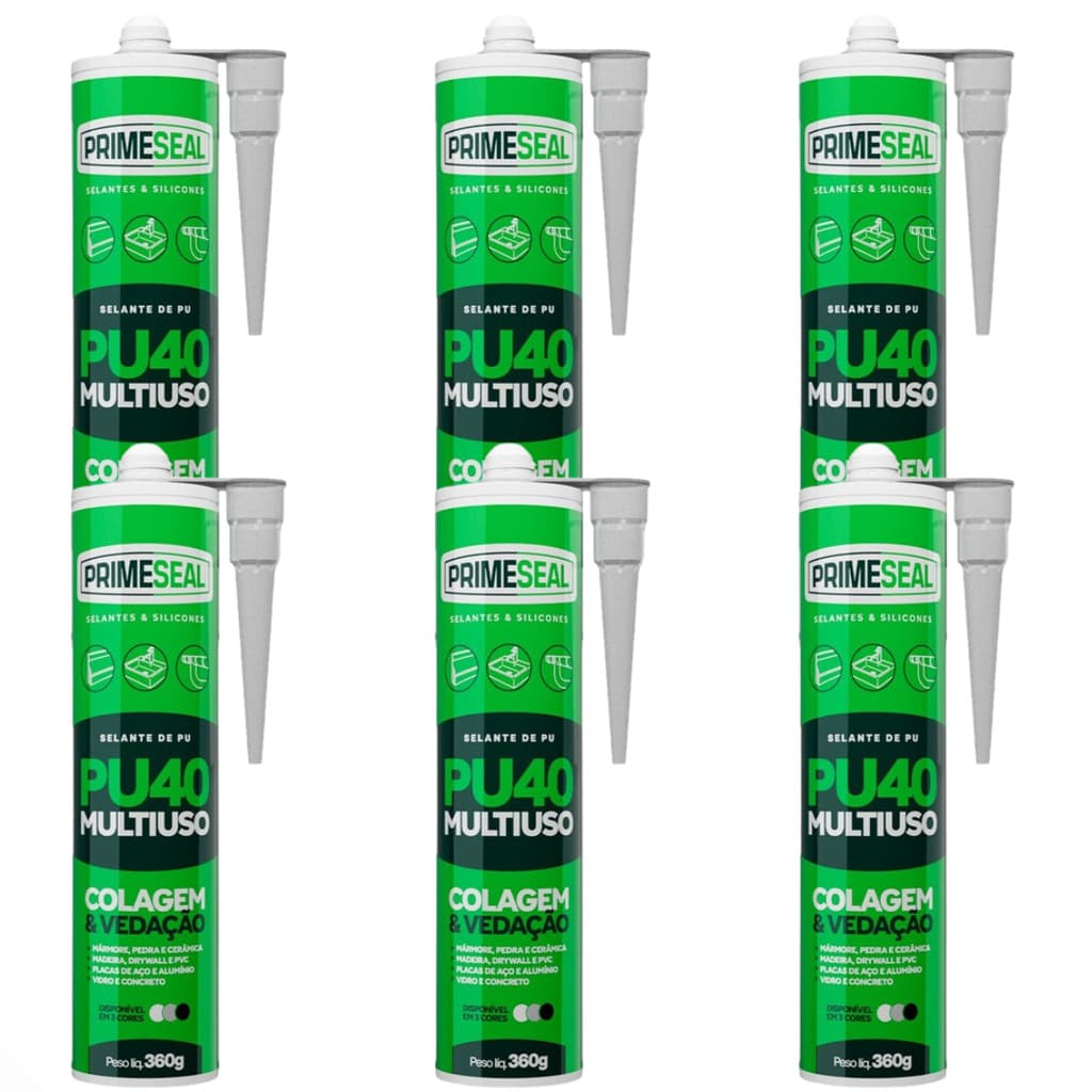 Selante Pu40 Preto Adesivo Multiuso Profissional com 6 Unidades
