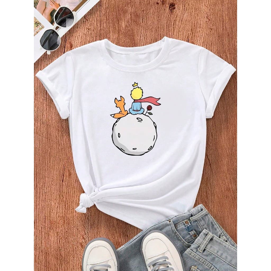 Camiseta Algodão Estampada Meu Pequeno Príncipe Casual Masculina e Feminina