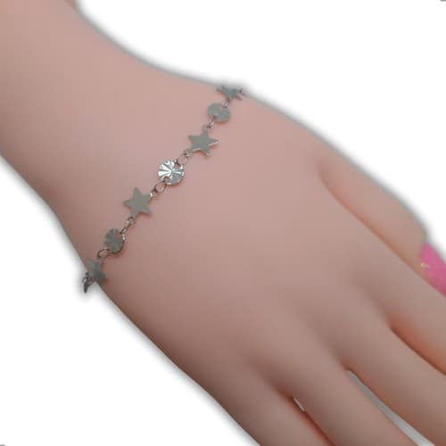 Pulseira Feminina Estrelinhas em Aço Inox (P-36)