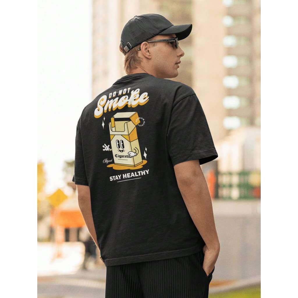 Camisa Camiseta Oversize Streetwear Masculino e Feminino para Treino e Dia a Dia Preto e Off Whte Estampado