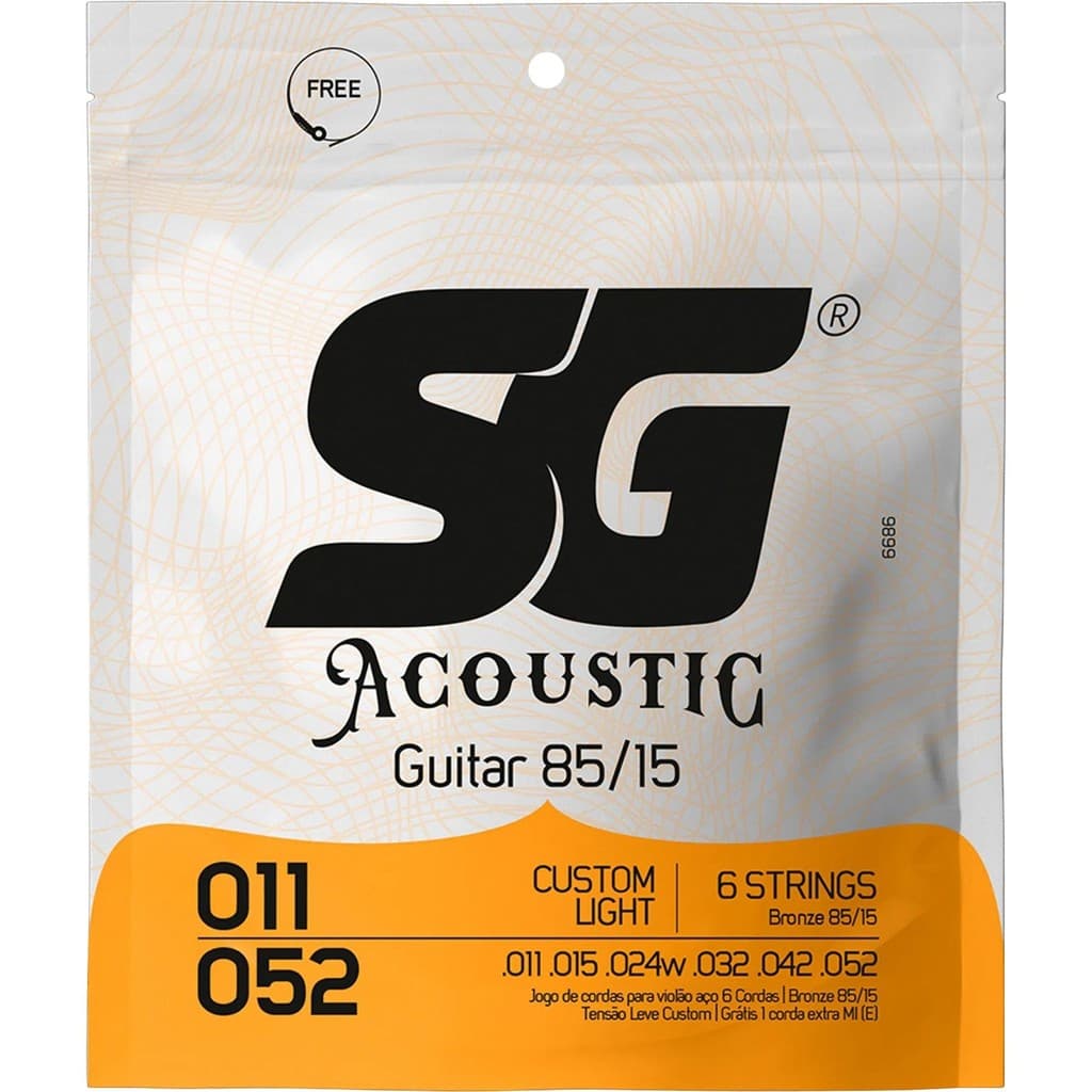 Encordoamento Corda Violão Aço Sg Acoustic Custom Light 0.11