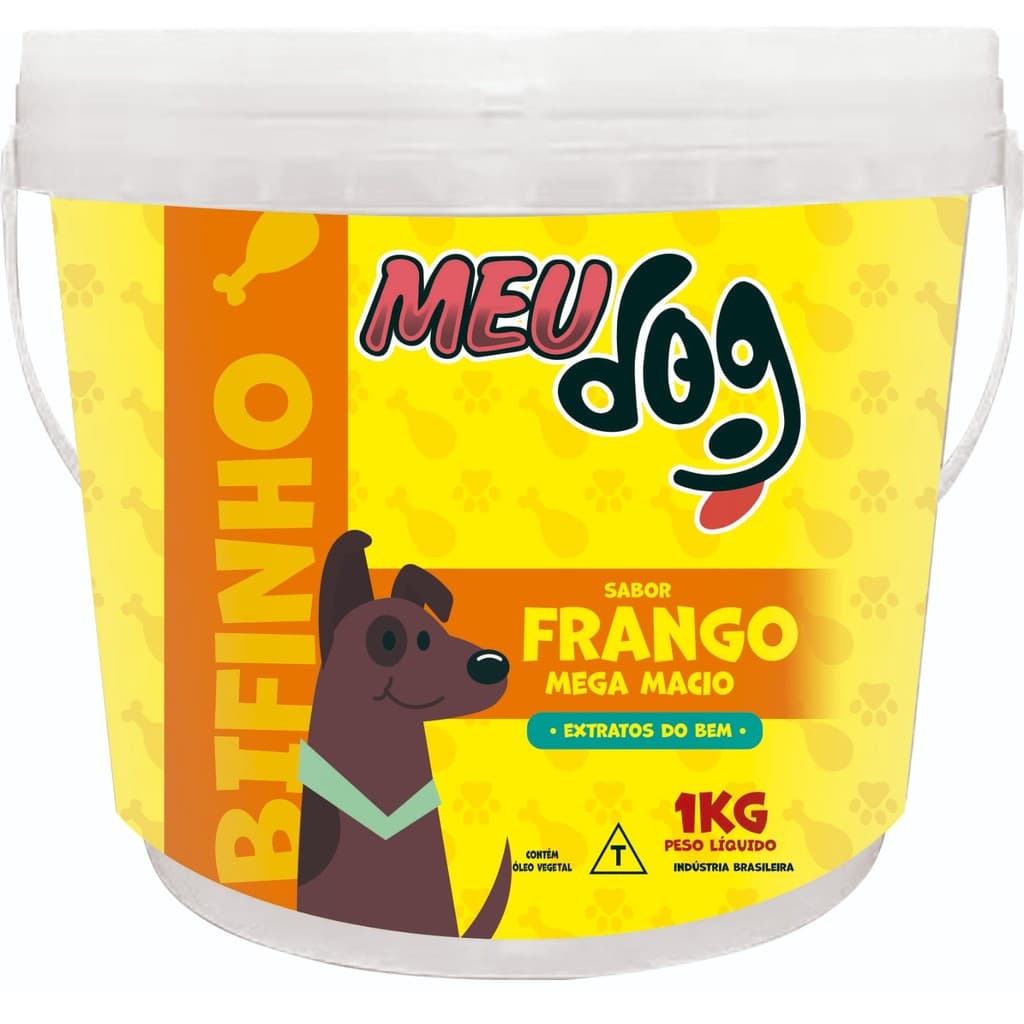 Bifinho para cachorro Meu Dog Sabor FRANGO 1Kg Baldinho