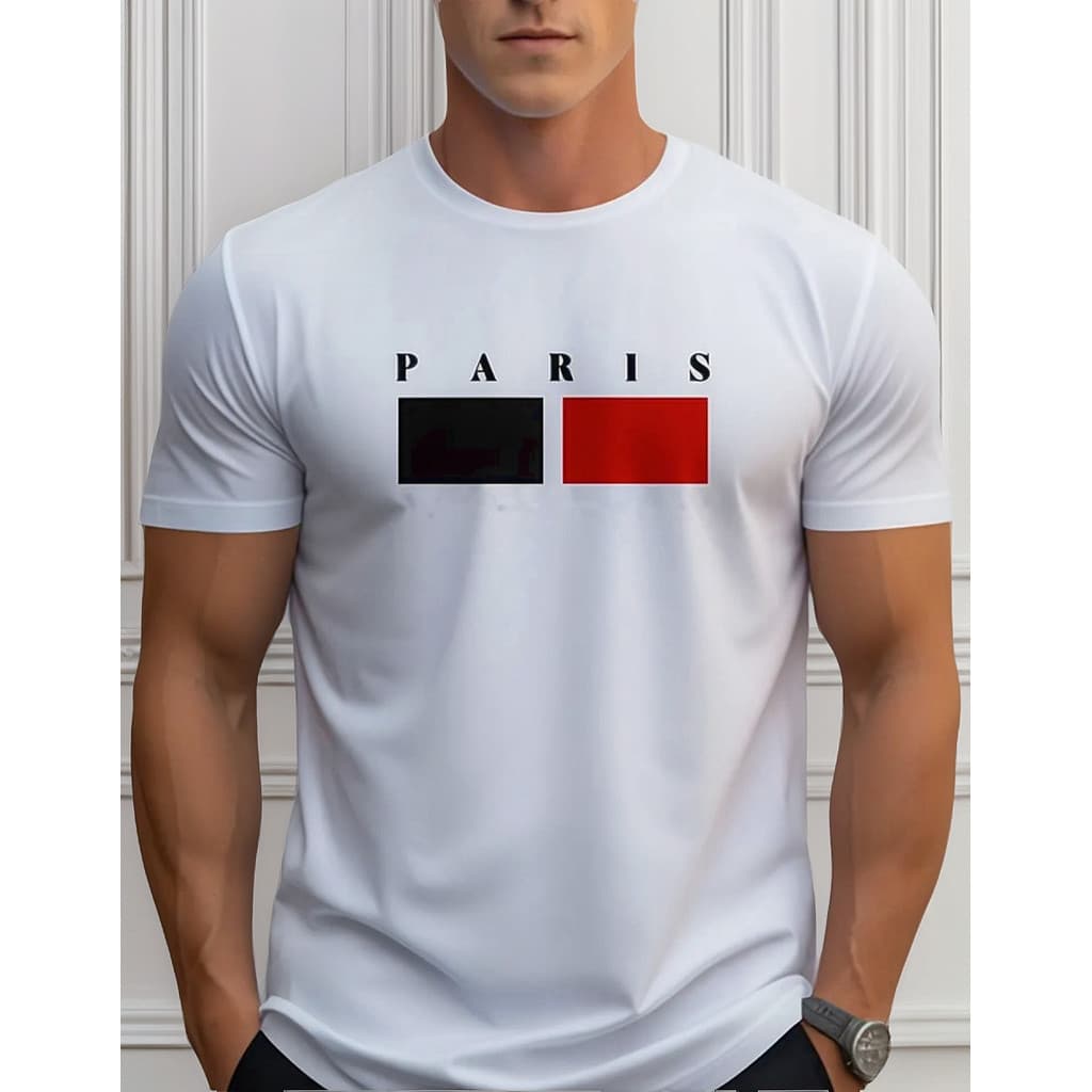 Camiseta Masculina Camisa Paris 100% Algodão Basica Adulto
