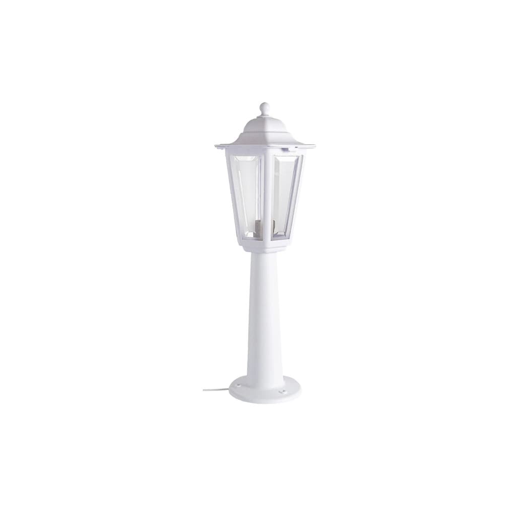Luminária De Chão Poste Jardim balizador Colonial Sextavado Branco
