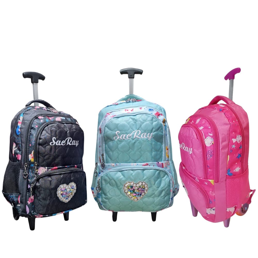 MOCHILA ESCOLAR COM RODINHA FEMENINA JUVENIL E INFANTIL REFORÇADA TOP