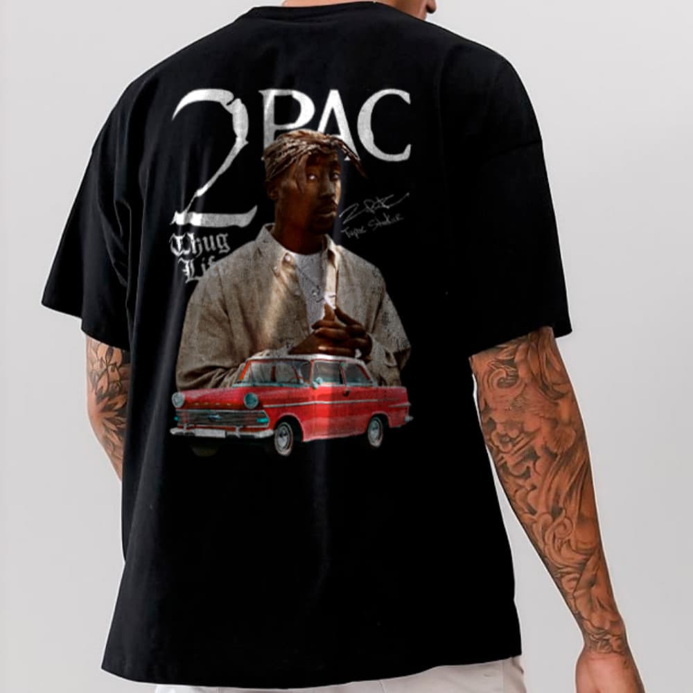 Camiseta 2Pac Tupac BIG Oversized Estampa Rappers 100% Algodão cor Preta