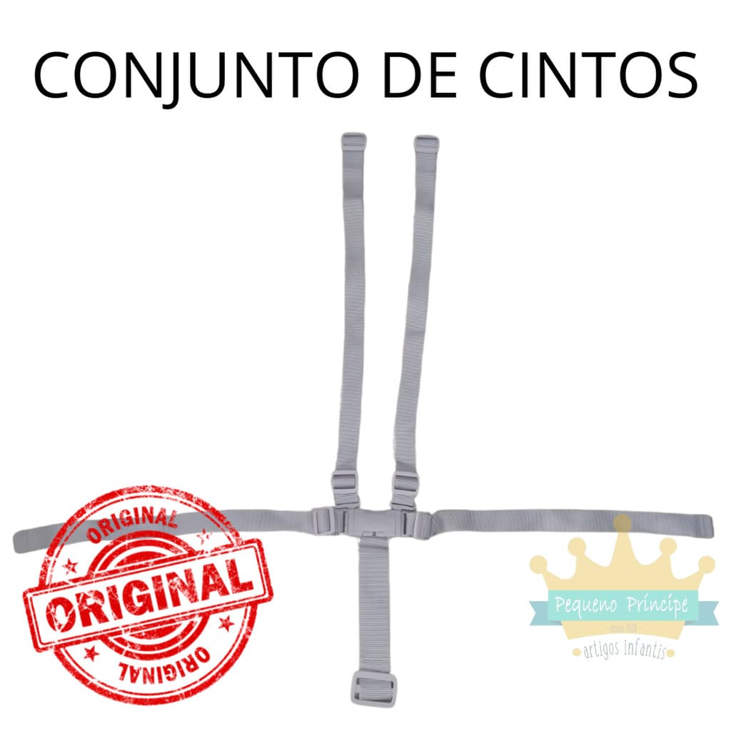 Cintos Completos para Cadeira de Refeição Chicco Polly/ Pocket Meal Cinza