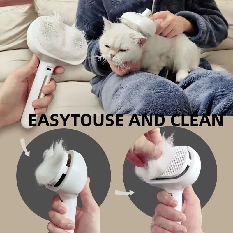 Escova a Vapor  3 Em 1  Spray Hair Combing Usb  para Pets  Caes  Gatos e Coelhos