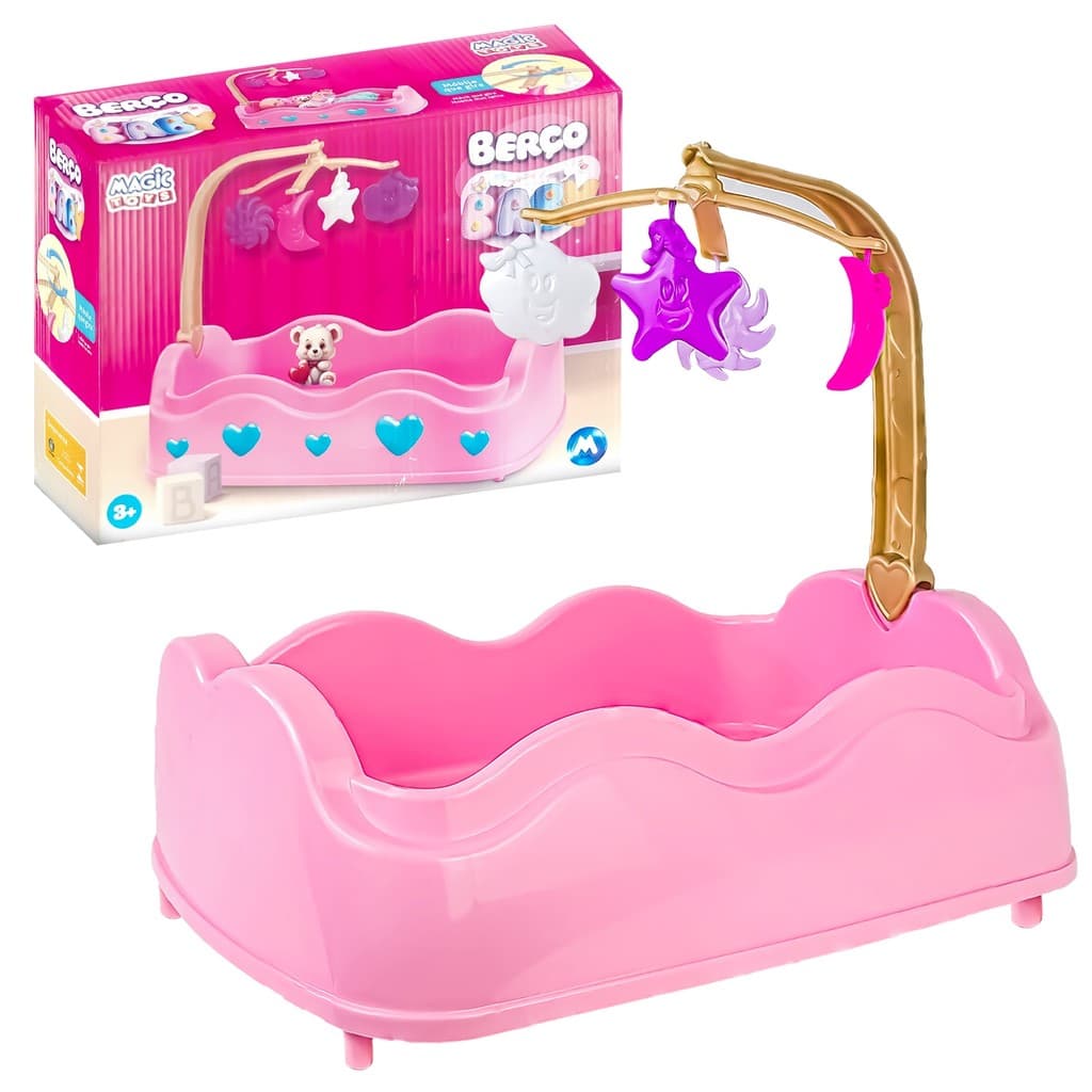 Berço Infantil de Brinquedo para Boneca com Móbile Hora Do Sonho Magic Toys