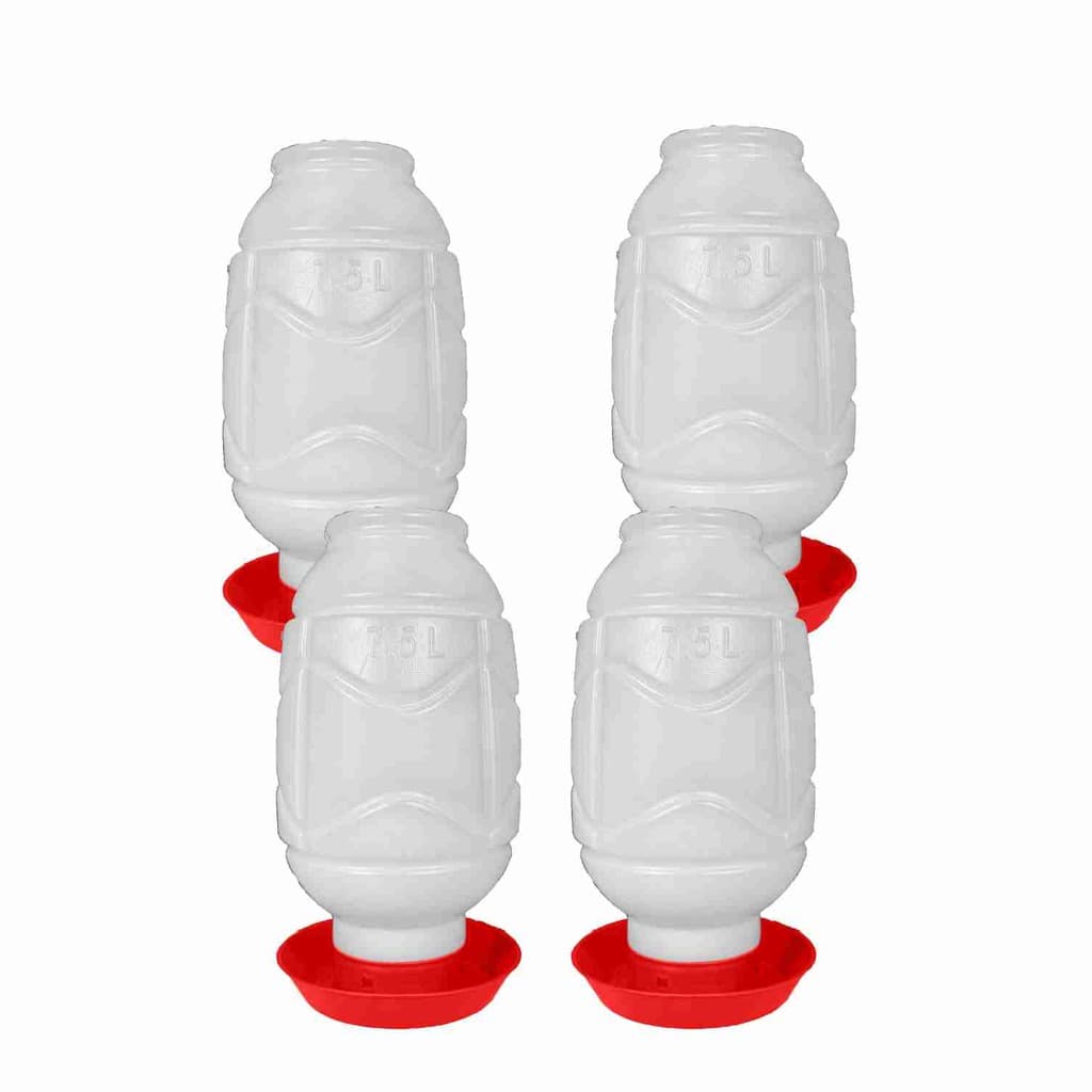 Kit 4 Bebedouro Para Aves Plastico Com Rosca 7,5 litros