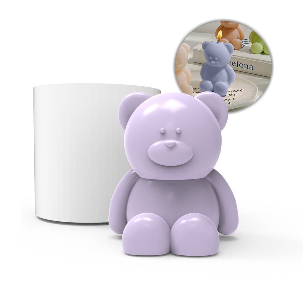 Forma de Silicone Ursinho fofo para Artesanato Lembrancinha DIY com Vela Sabonete Resina Gesso Cera