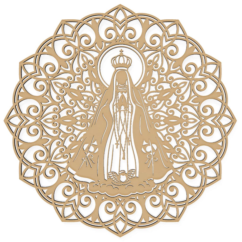 Mandala Nossa Senhora Aparecida MDF Cru 3 mm enfeite decor