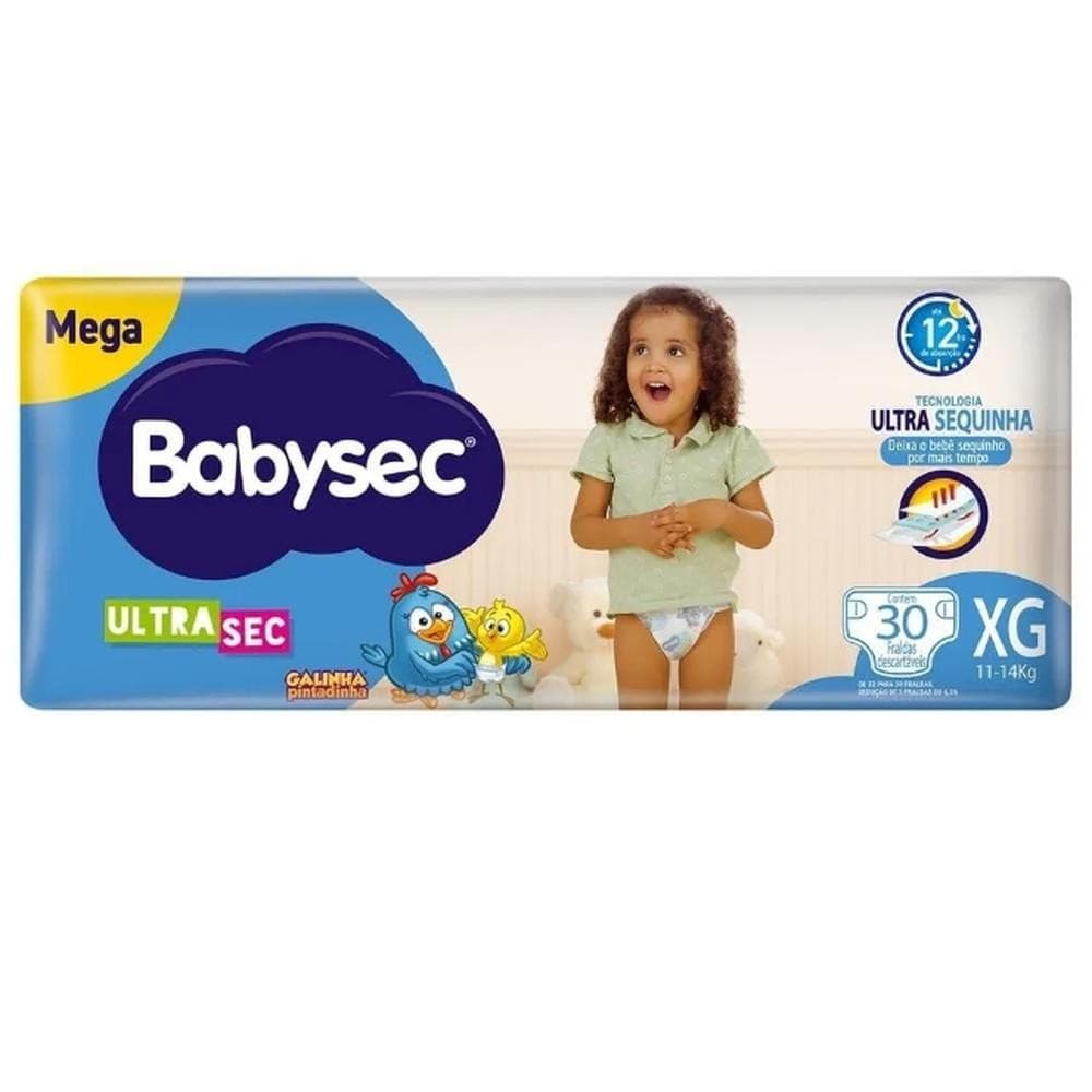 Fralda Babysec Ultrasec Galinha Pintadinha Mega XG 30 unidades