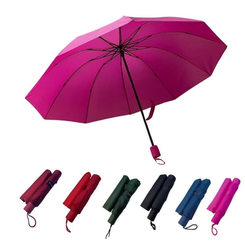 Guarda Chuva Grd 10-Hastes Reforçado Várias Cores Liso com Proteção Solar Uv Contra Vento