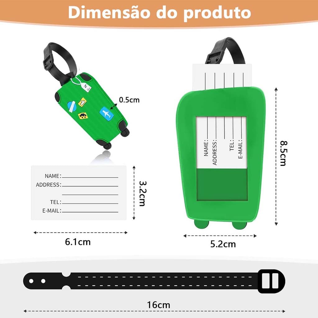 Etiqueta de mala Etiqueta de identificação de endereço de nome, etiqueta de mala, pacote de 20 peças