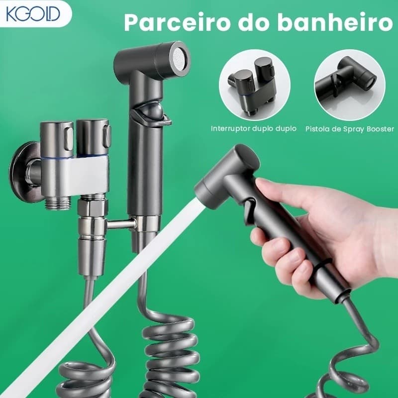 Ducha Higiênica Duas Saídas De 1/2 Mm Com Registro Conjunto De Pulverizador